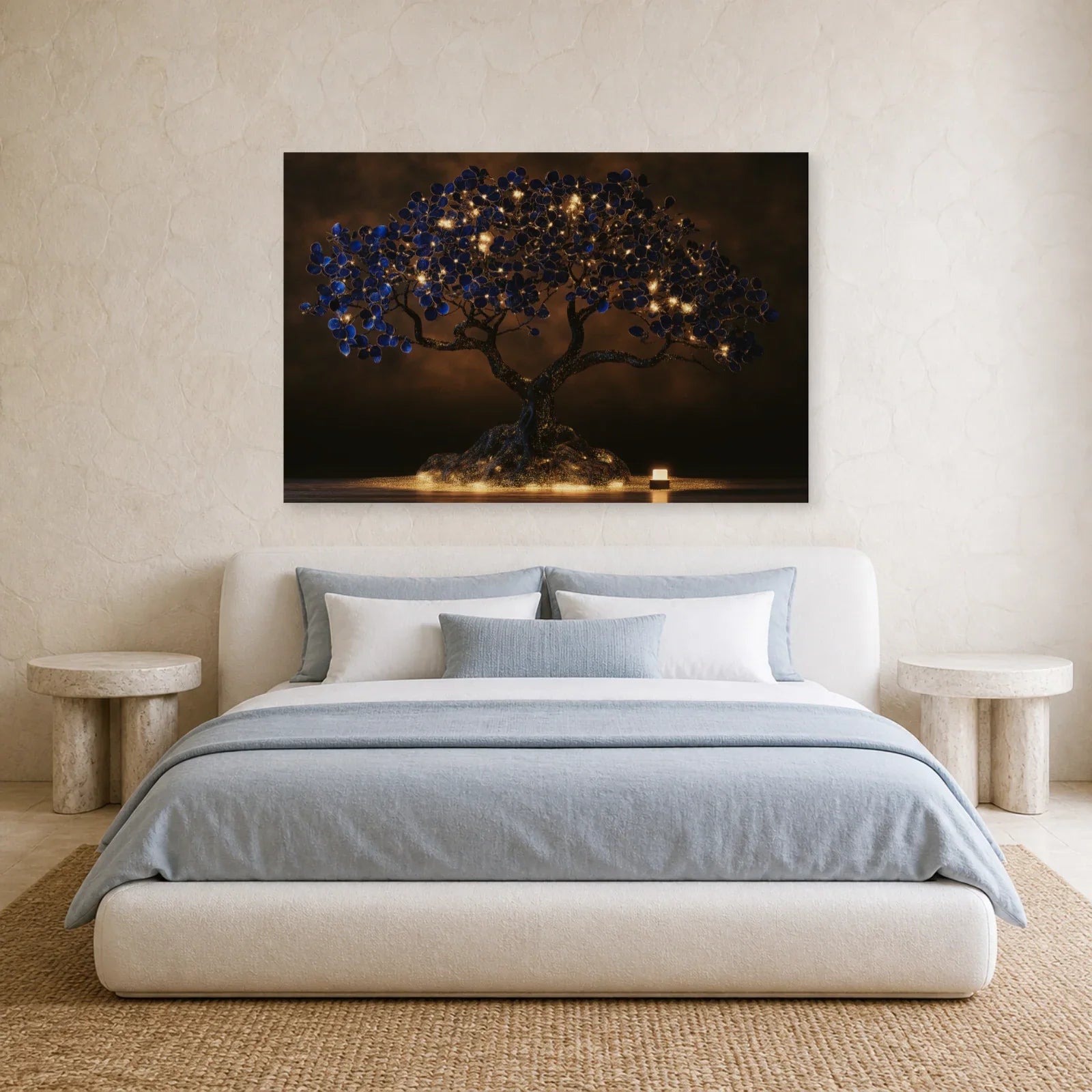 Grand Tableau Arbre de Vie présenté dans une chambre - Art Virtuoso