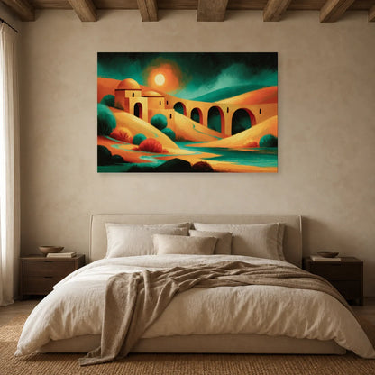 Grand Tableau Bohème Chic Panoramique dans une chambre - Art Virtuoso