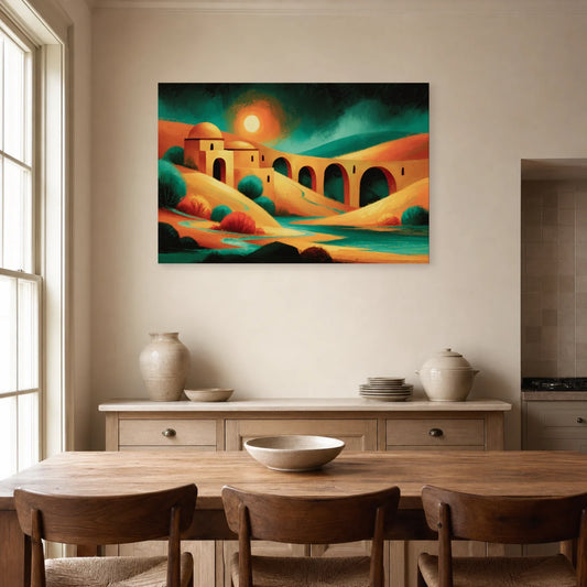 Grand Tableau Bohème Chic Panoramique dans une cuisine - Art Virtuoso