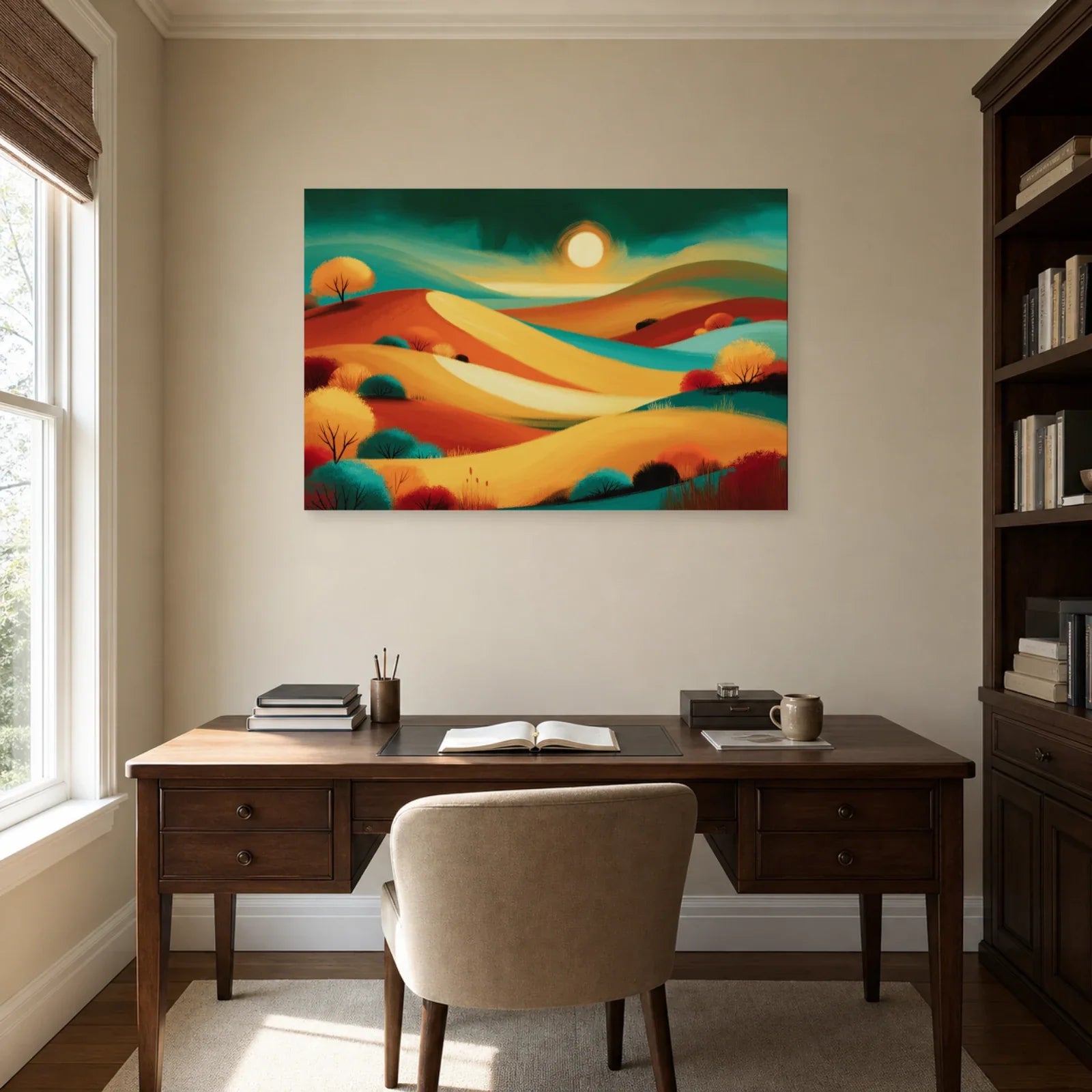 Grand Tableau Bohème Paysage Panoramique dans un bureau - Art Virtuoso