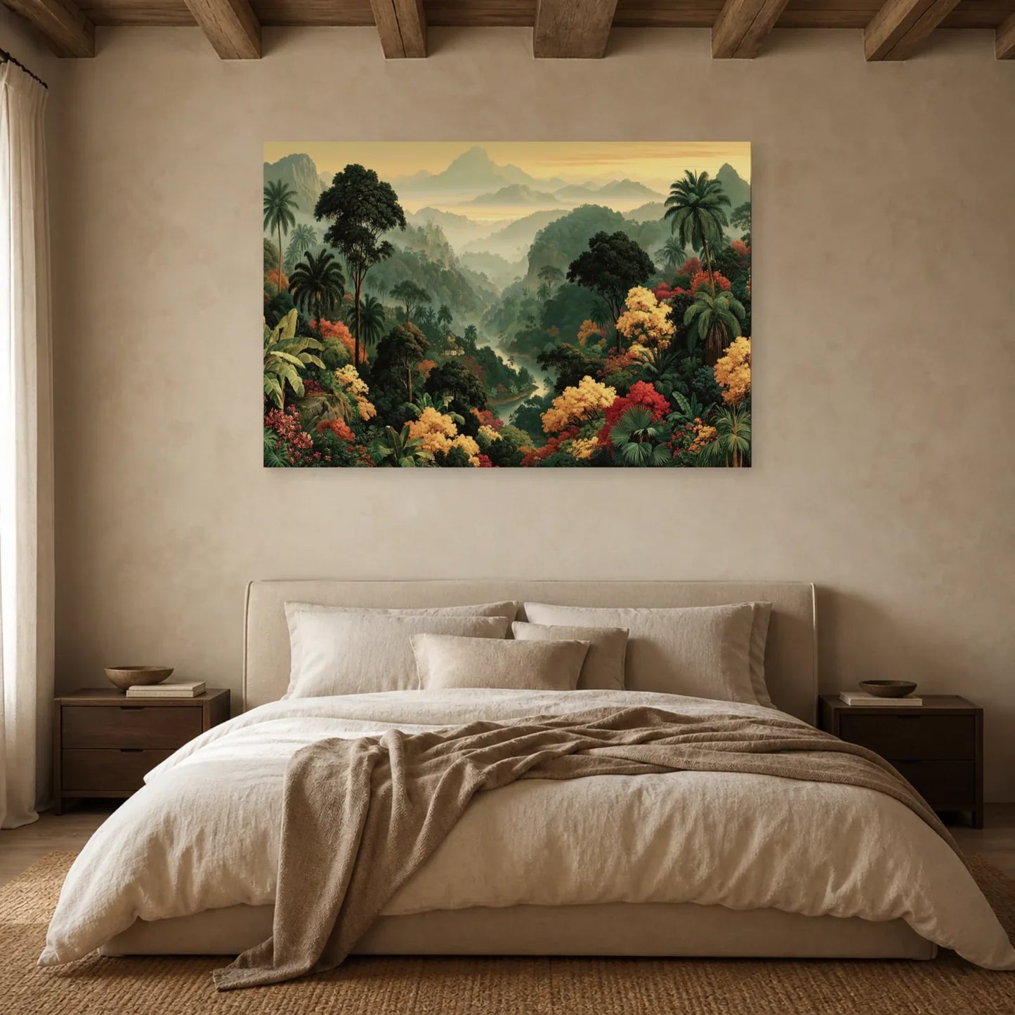 Grand Tableau Jungle Panoramique dans une chambre apaisante