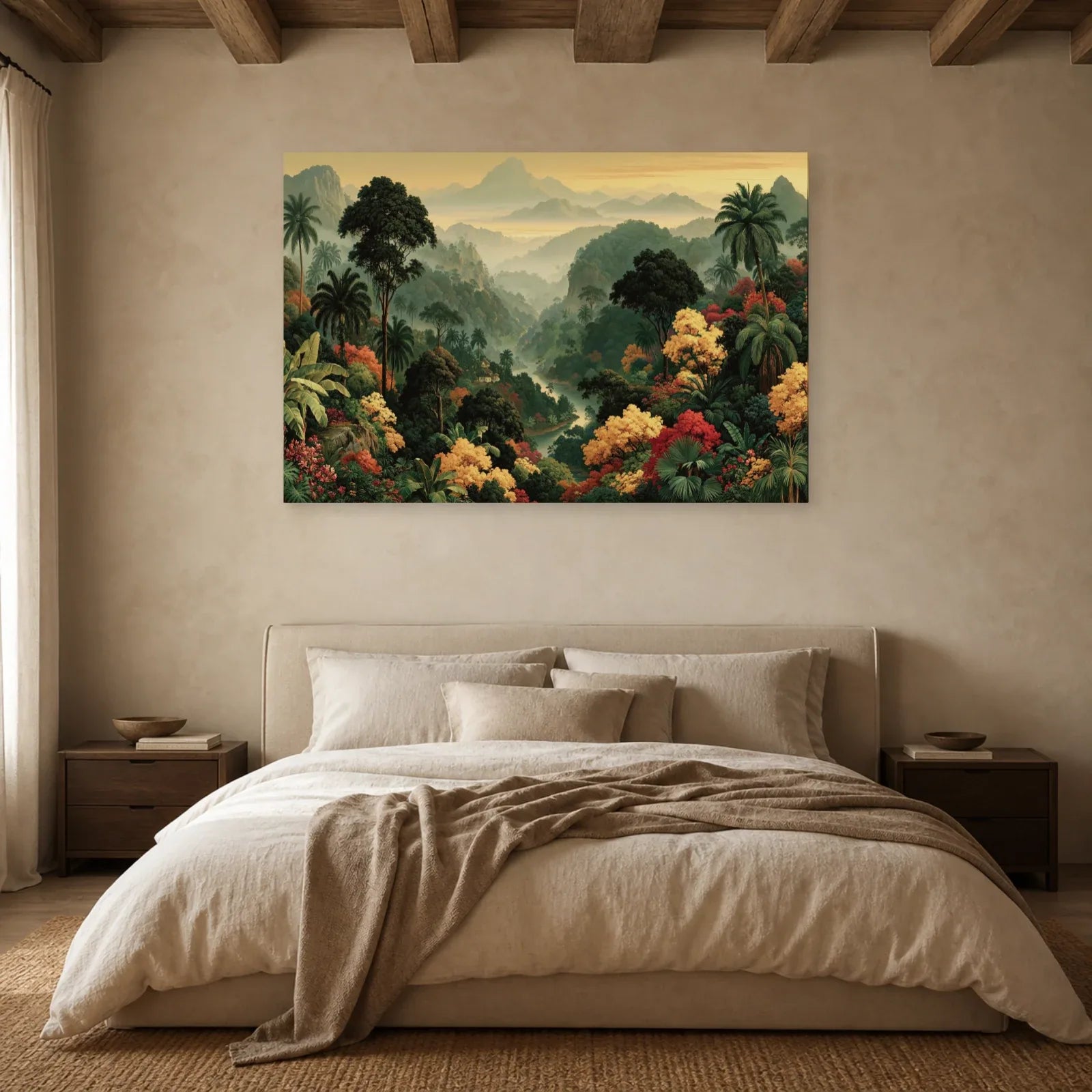 Grand Tableau Jungle Panoramique dans une chambre apaisante