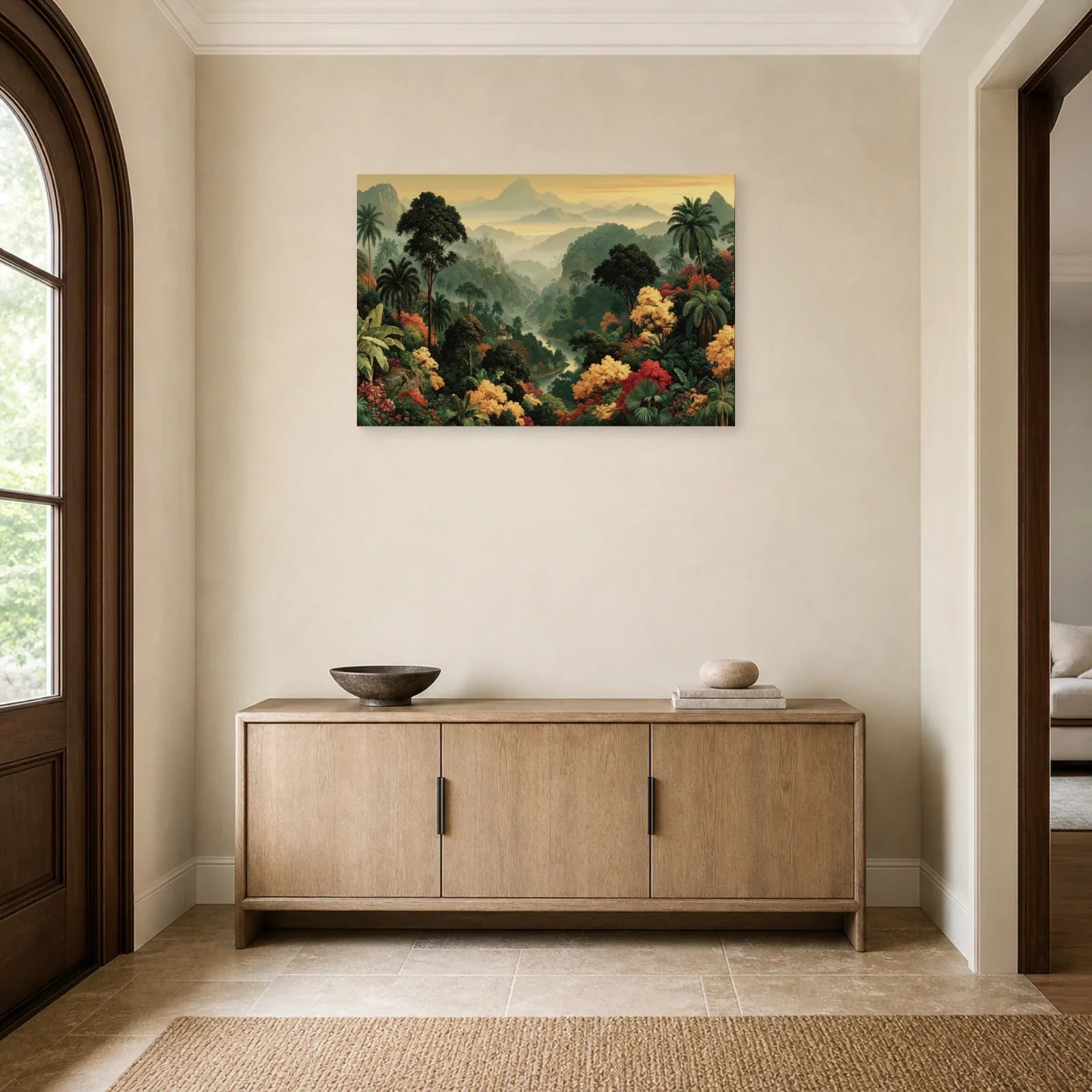 Grand Tableau Jungle Panoramique dans une entree ou un couloir decore