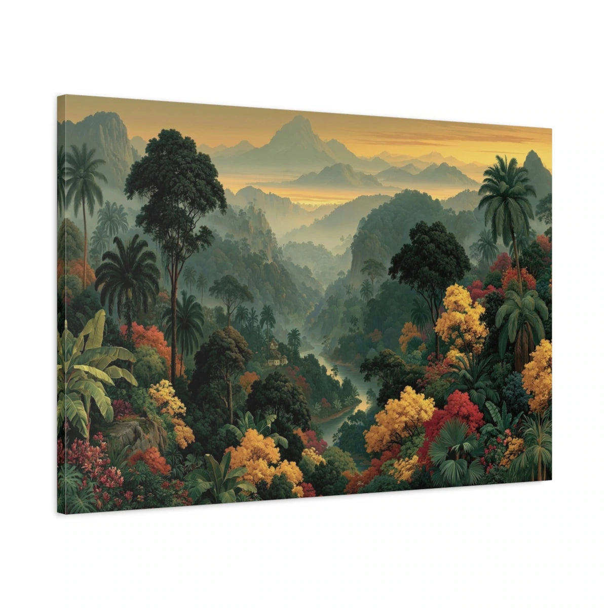 Grand Tableau Jungle Panoramique - toile 3D avec bords imprimes visibles