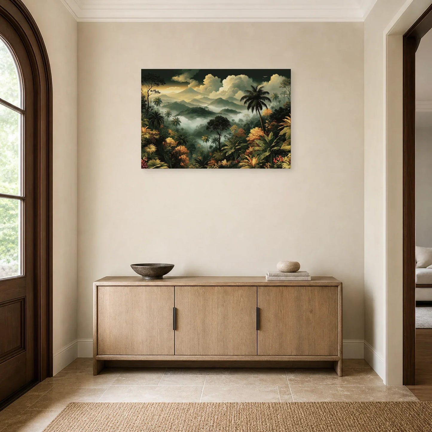 Grand Tableau Tropical Panoramique dans une entree ou un couloir decore