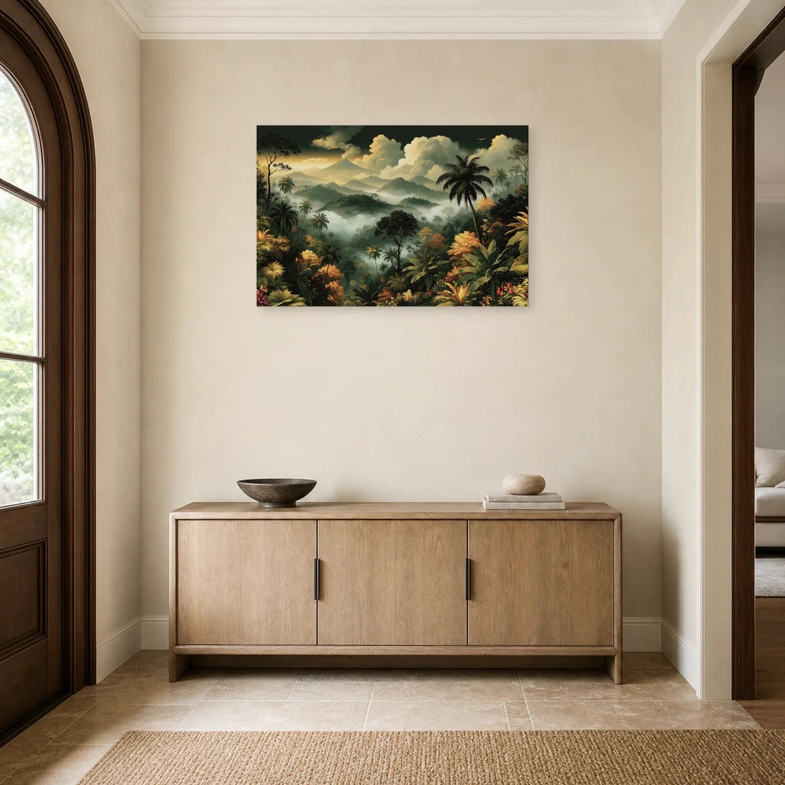 Grand Tableau Tropical Panoramique dans une entree ou un couloir decore