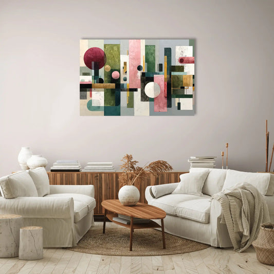 Grand Tableau Contemporain - Équilibre Géométrique