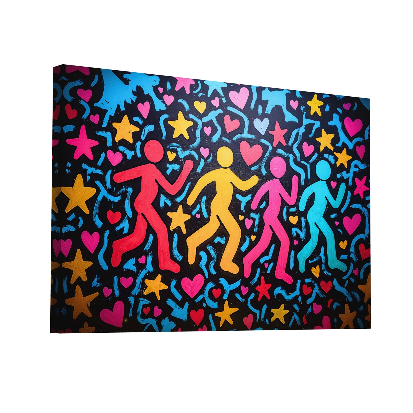 Product Hero 3D WebP Toile Style Keith Haring - Bonhommes - Art Virtuoso