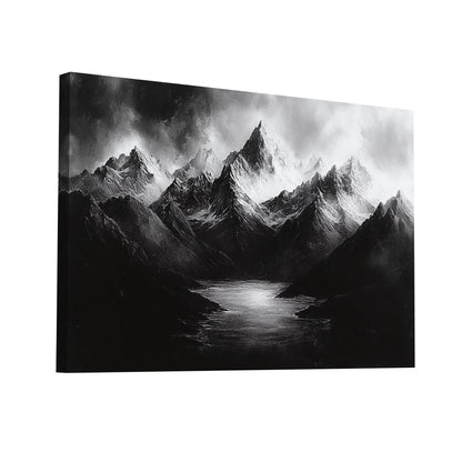 Product Hero 3D WebP Oeuvre Noir et Blanc - Sérénité Alpine - Art Virtuoso
