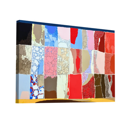 Product Hero 3D WebP Toile Patchwork polaire – tesselles givre & carmin - Art Virtuoso