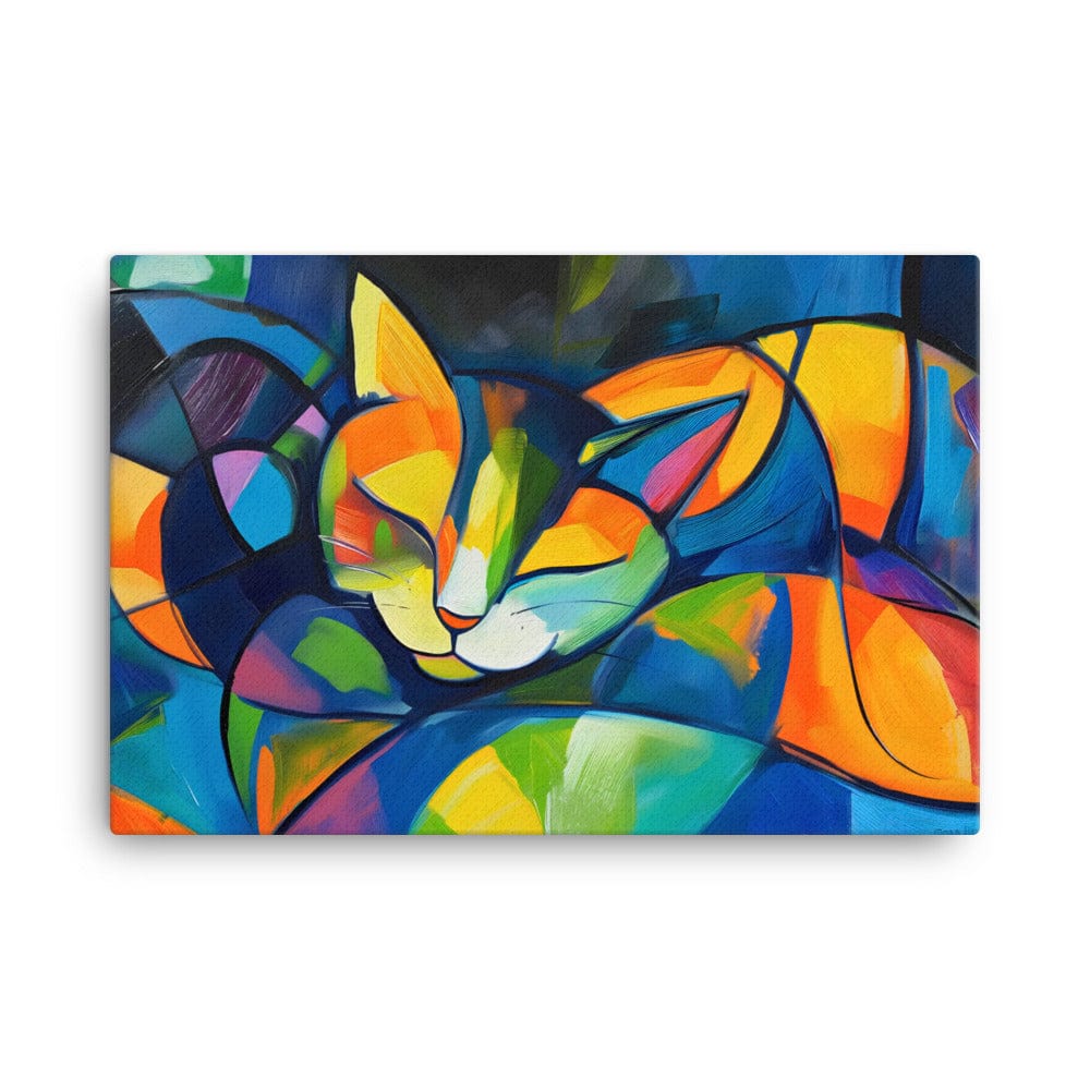 Peinture Abstraite Chat - Fusion Colorée Cubiste  Art Virtuoso XL  