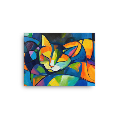 Peinture Abstraite Chat - Fusion Colorée Cubiste  Art Virtuoso S  