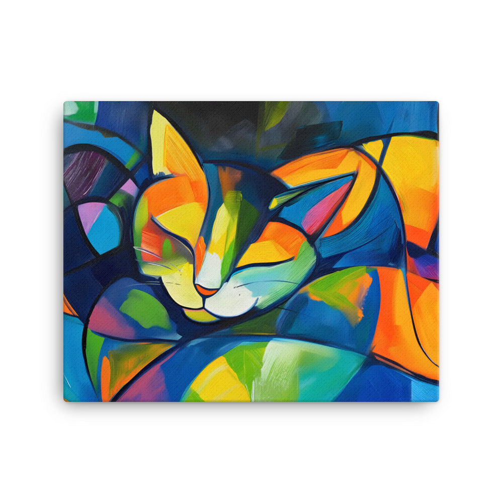 Peinture Abstraite Chat - Fusion Colorée Cubiste  Art Virtuoso M  