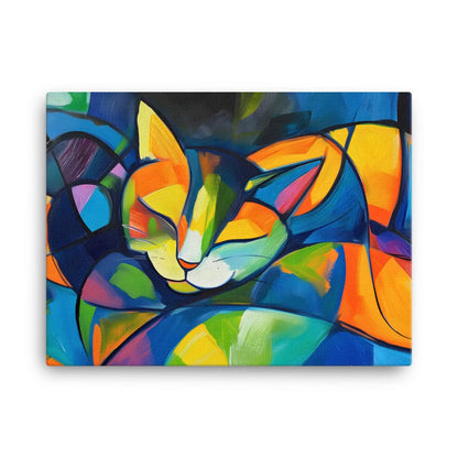 Peinture Abstraite Chat - Fusion Colorée Cubiste