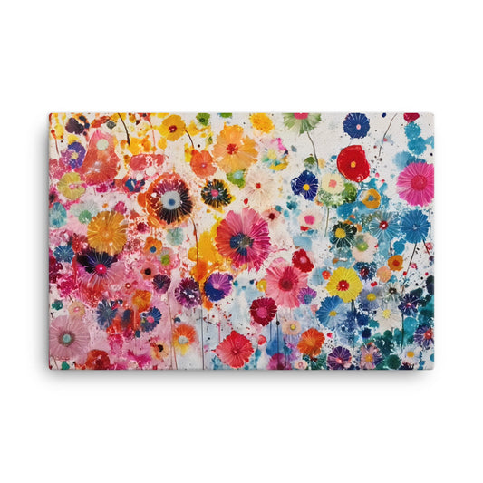 Peinture Abstraite de Fleurs - Explosion Colorée sur Toile  Art Virtuoso XL  