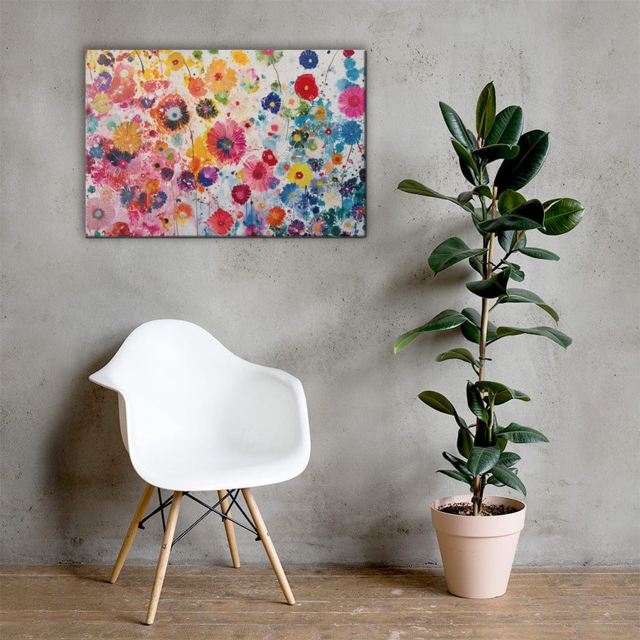 Abstract Floral Wall Art - Colorful Explosion on Canvas