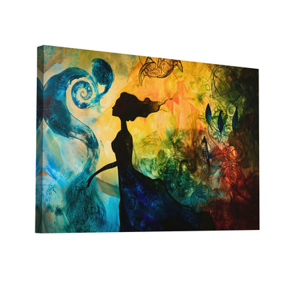 Product Hero 3D WebP Peinture Abstraite - Silhouette Femme Lyrique - Art Virtuoso