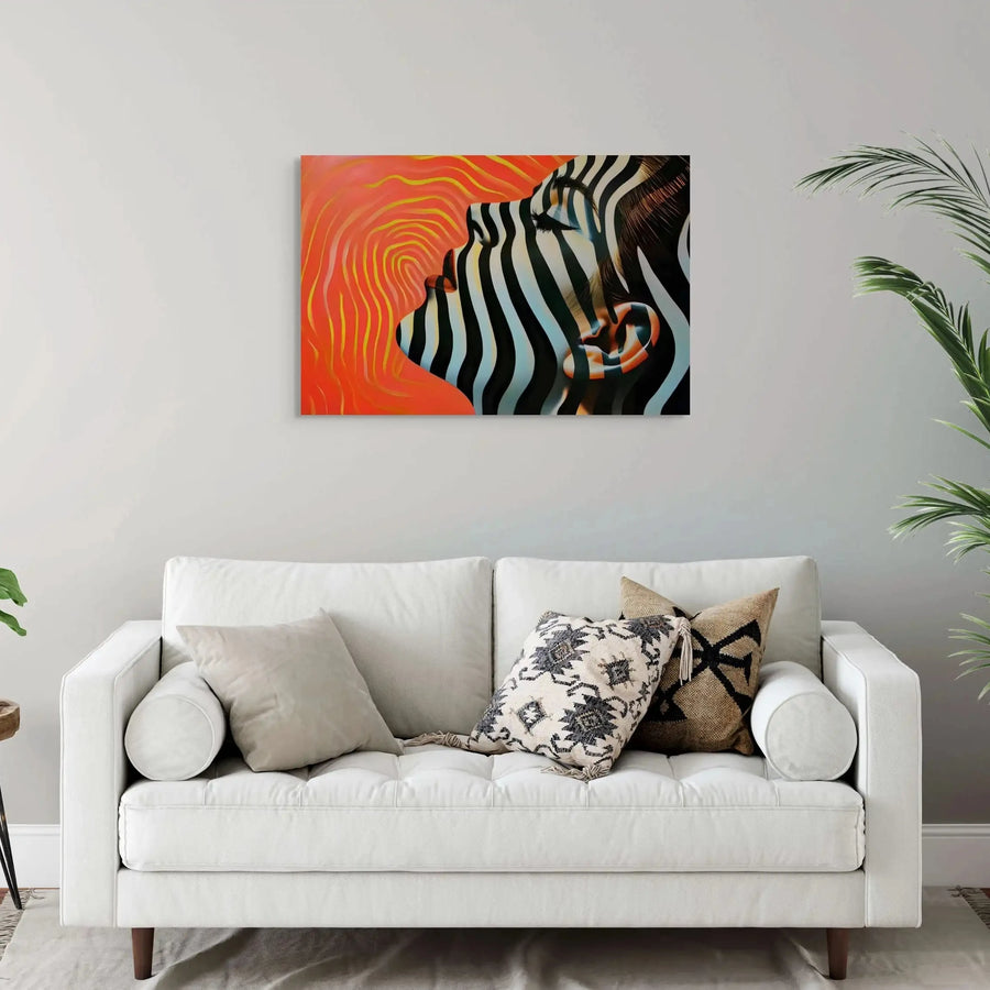 Peinture Visage Abstrait - Symphonie de Couleurs Op Art