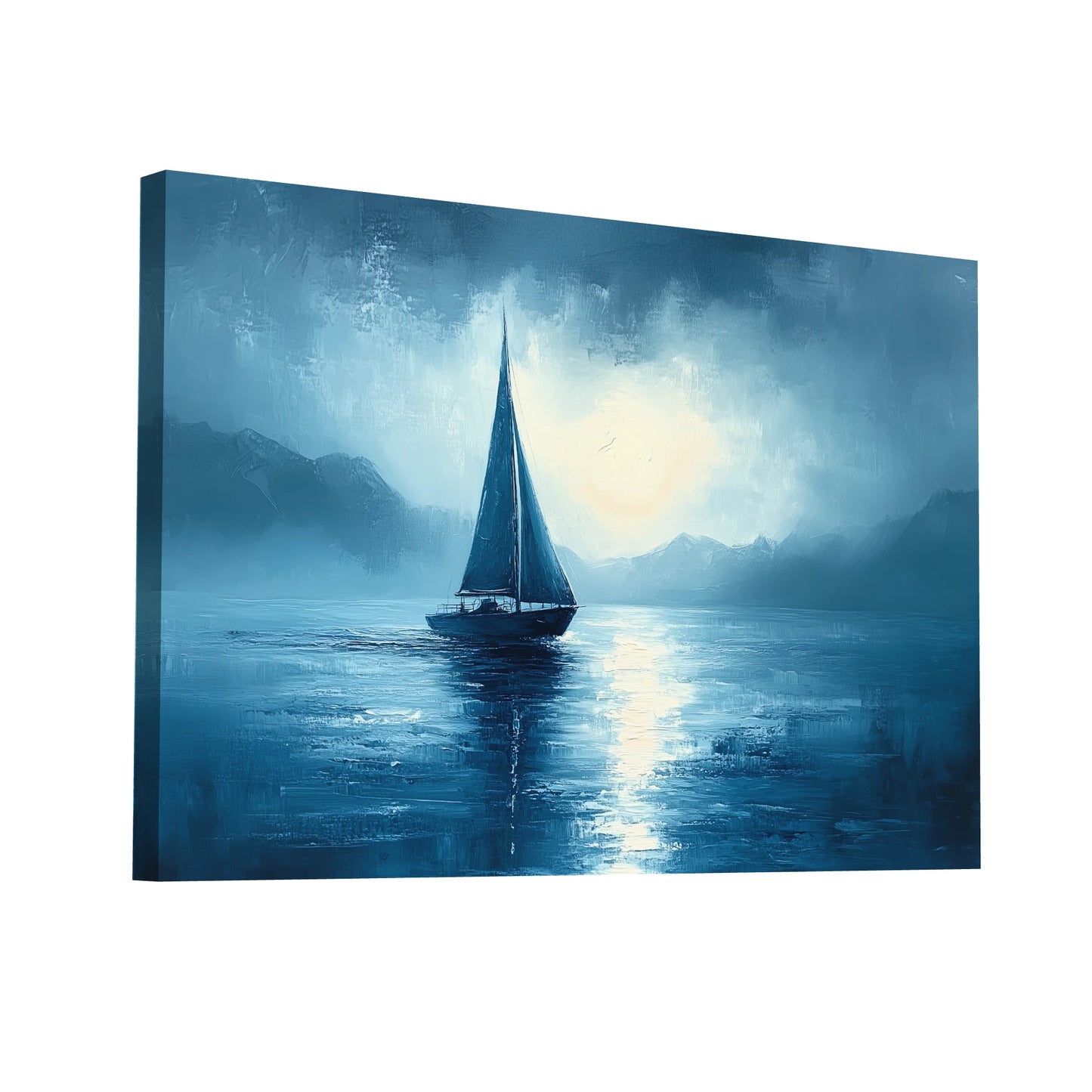 Product Hero 3D WebP Peinture Acrylique - Tableau Voilier Abstrait - Art Virtuoso