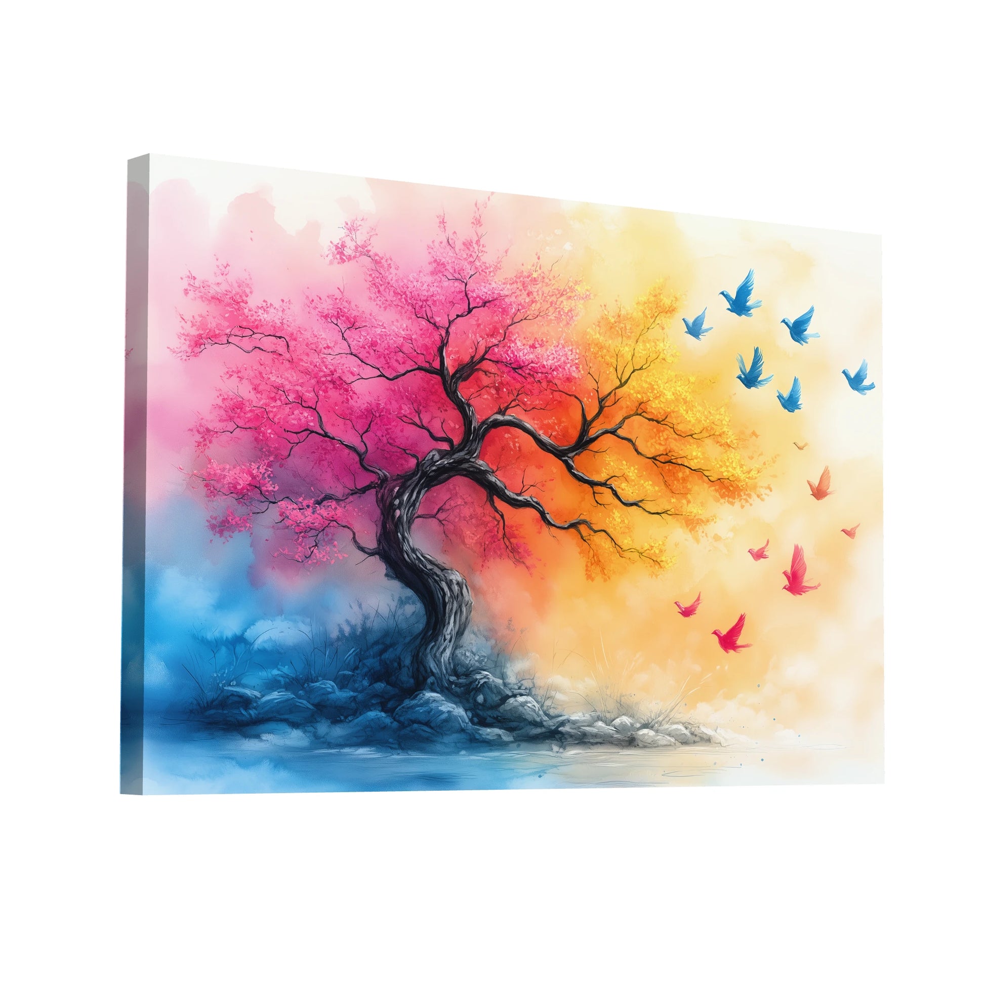 Product Hero 3D WebP Peinture Aquarelle Arbre - L’Harmonie des Saisons - Art Virtuoso