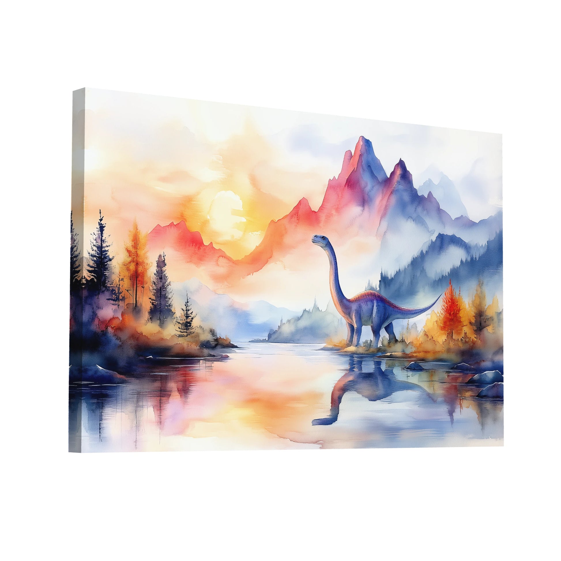 Product Hero 3D WebP Peinture Aquarelle Dinosaure - Voyage Préhistorique - Art Virtuoso
