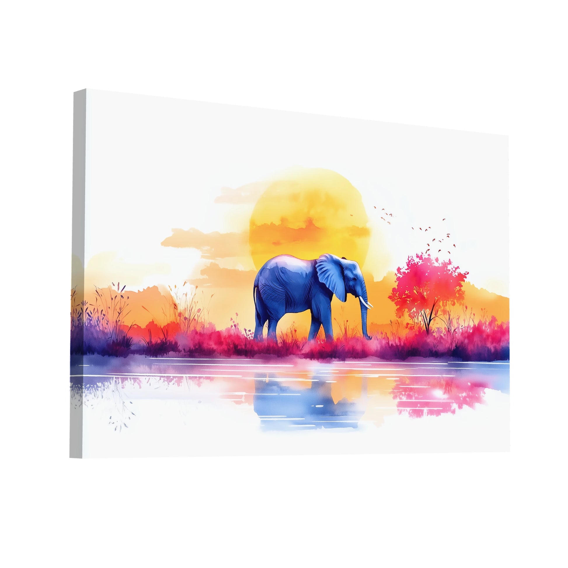 Product Hero 3D WebP Peinture Aquarelle Éléphant - Évasion Poétique en Terre Sauvage - Art Virtuoso