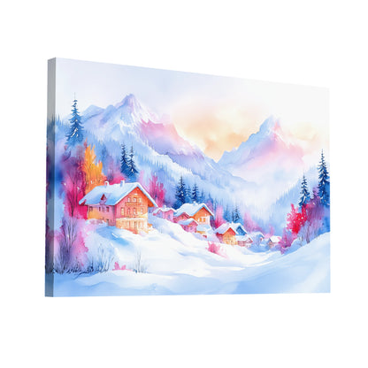 Product Hero 3D WebP Peinture Aquarelle Hiver – Paysage Enneigé aux Douces Lumières - Art Virtuoso