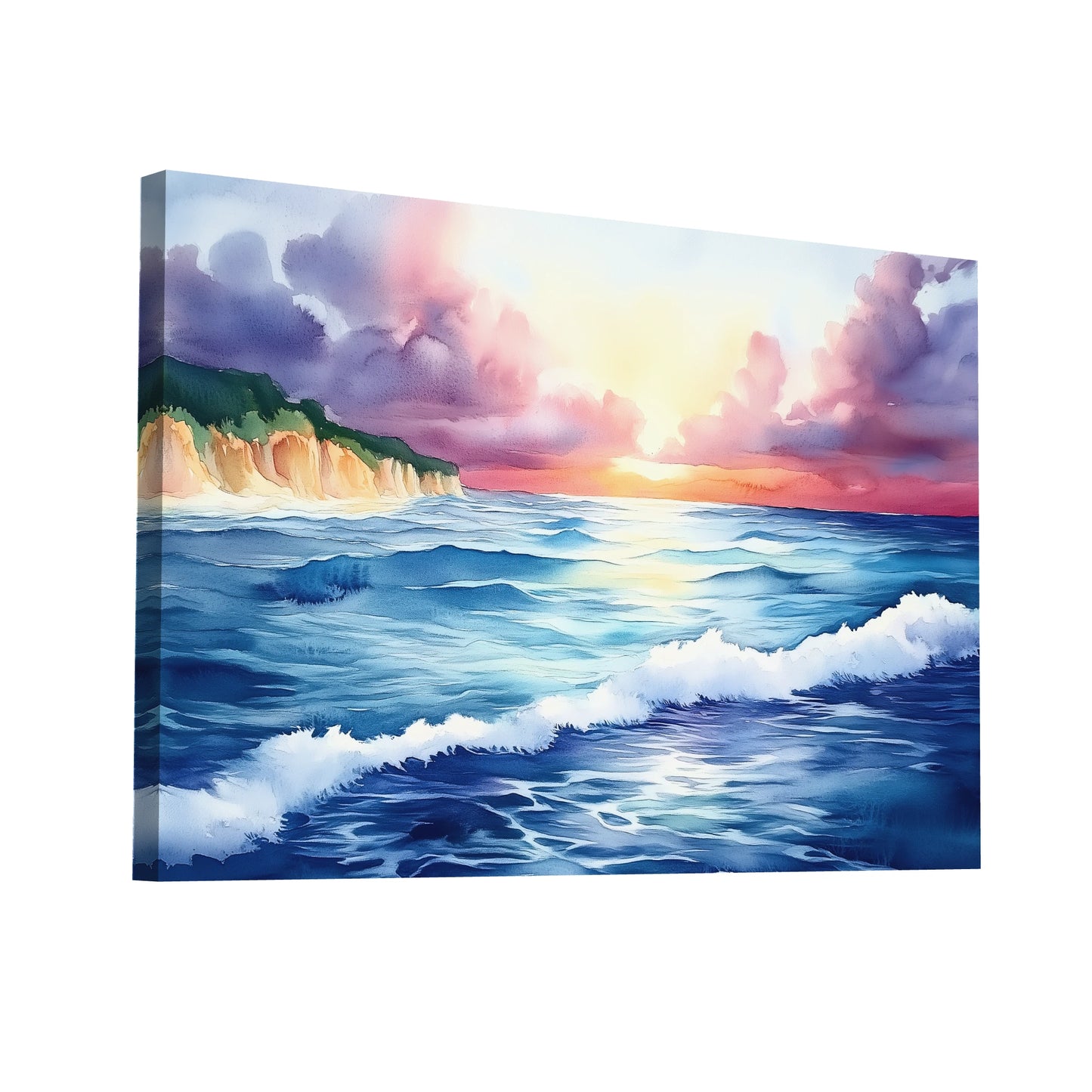 Product Hero 3D WebP Peinture Aquarelle Marine – Vague et Soleil - Art Virtuoso