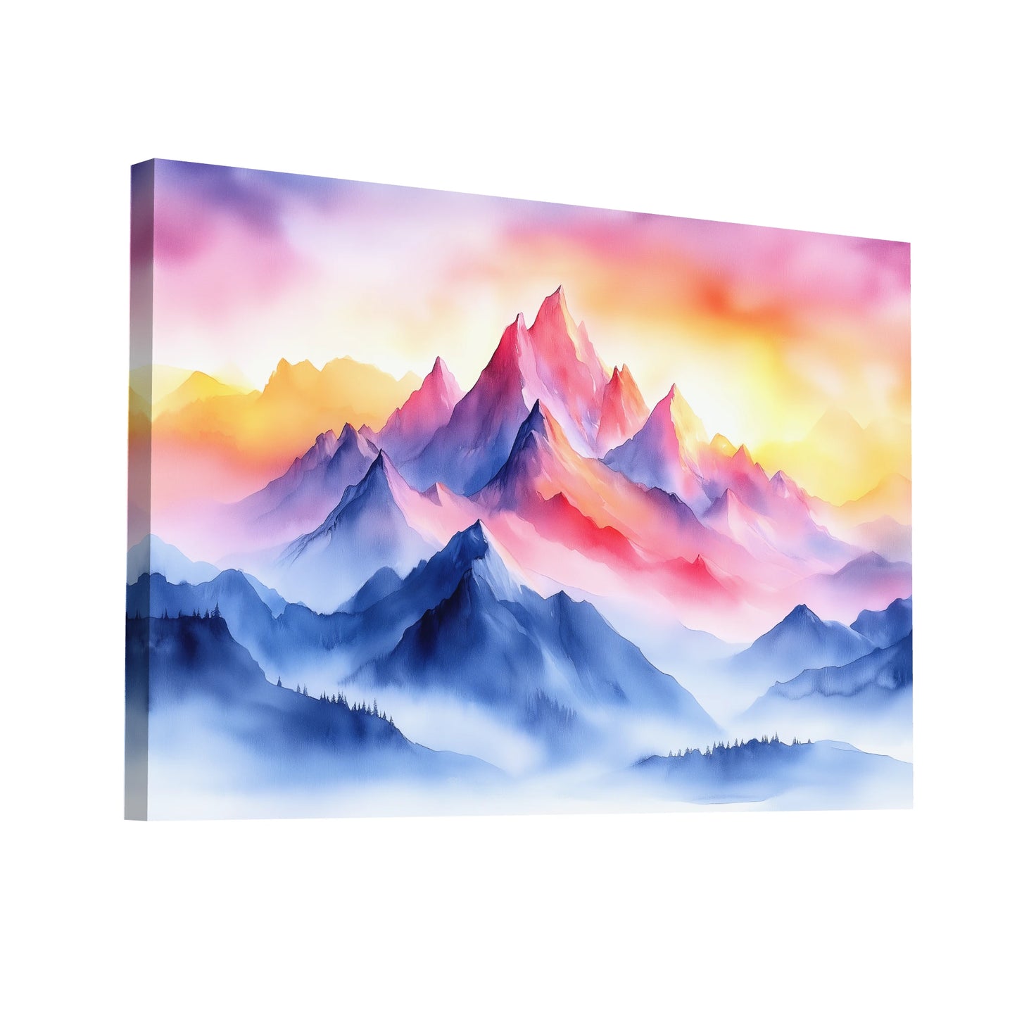 Product Hero 3D WebP Peinture Aquarelle - Montagne Imposante - Art Virtuoso