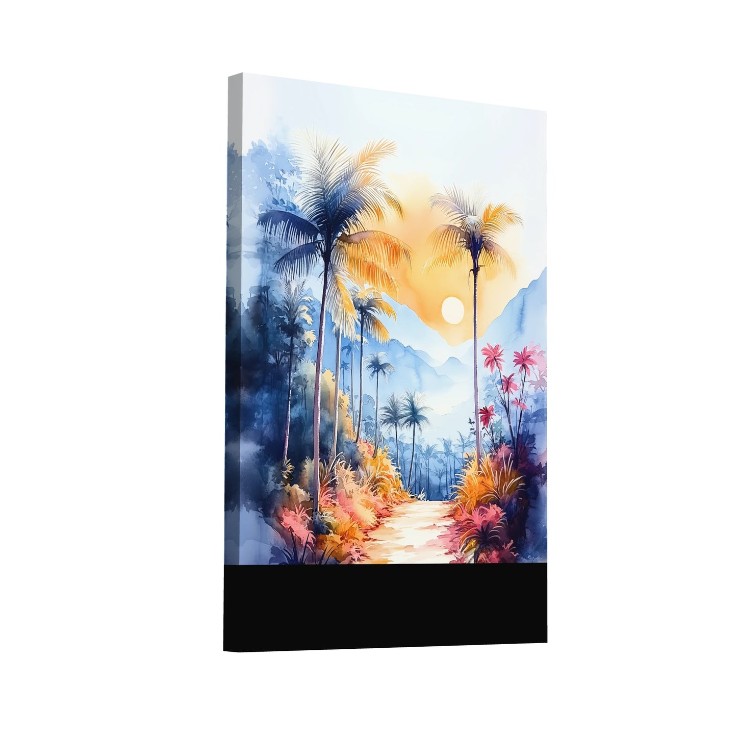 Product Hero 3D WebP Peinture Aquarelle Palmiers - Évasion Tropicale - Art Virtuoso