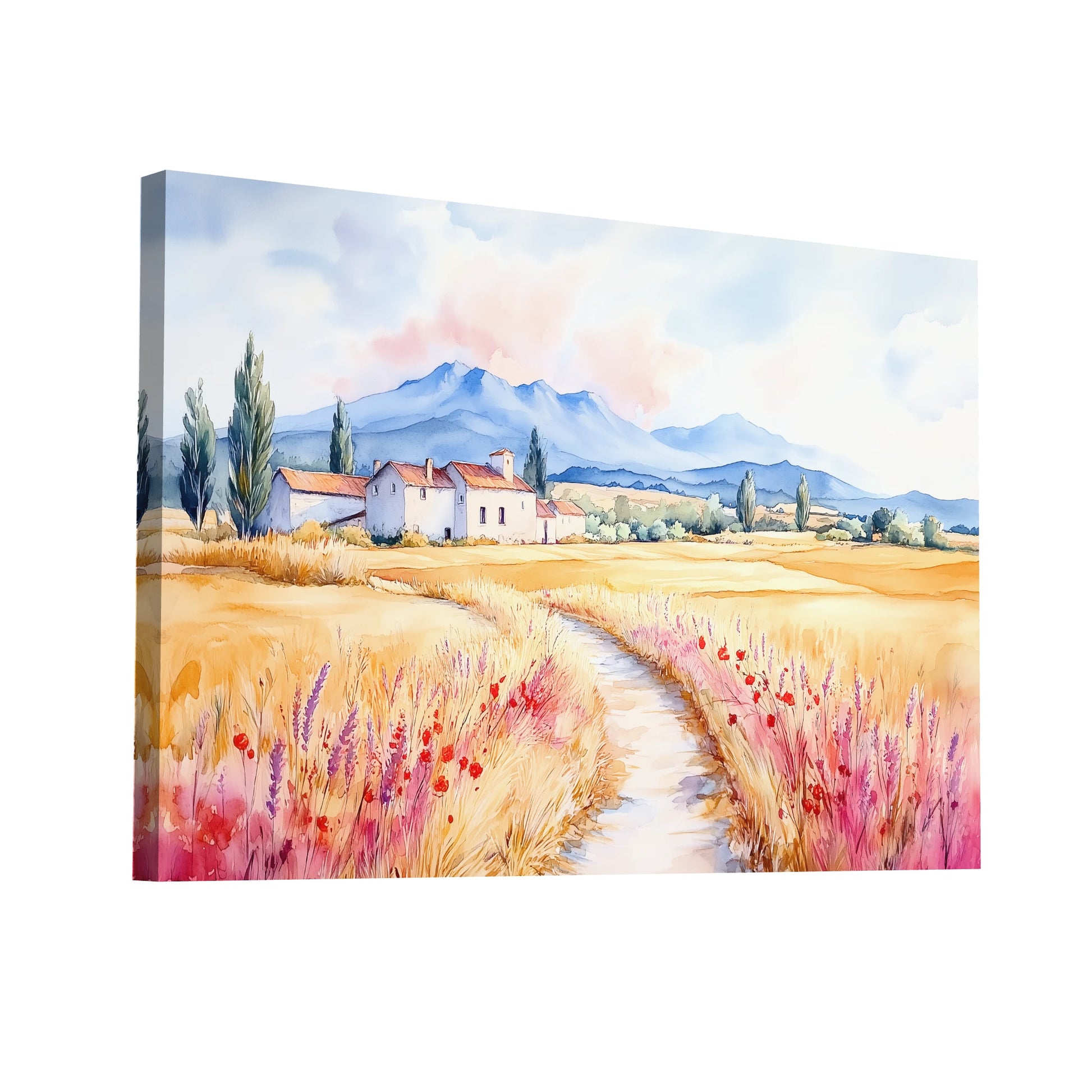 Product Hero 3D WebP Peinture Aquarelle - Paysage Campagne Paisible - Art Virtuoso