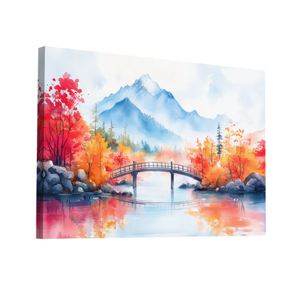 Product Hero 3D WebP Peinture Aquarelle Paysage Japonais - Pont vers Kanegashima - Art Virtuoso