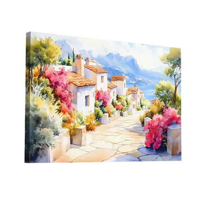 Product Hero 3D WebP Peinture Aquarelle - Village Méditerranéen - Art Virtuoso