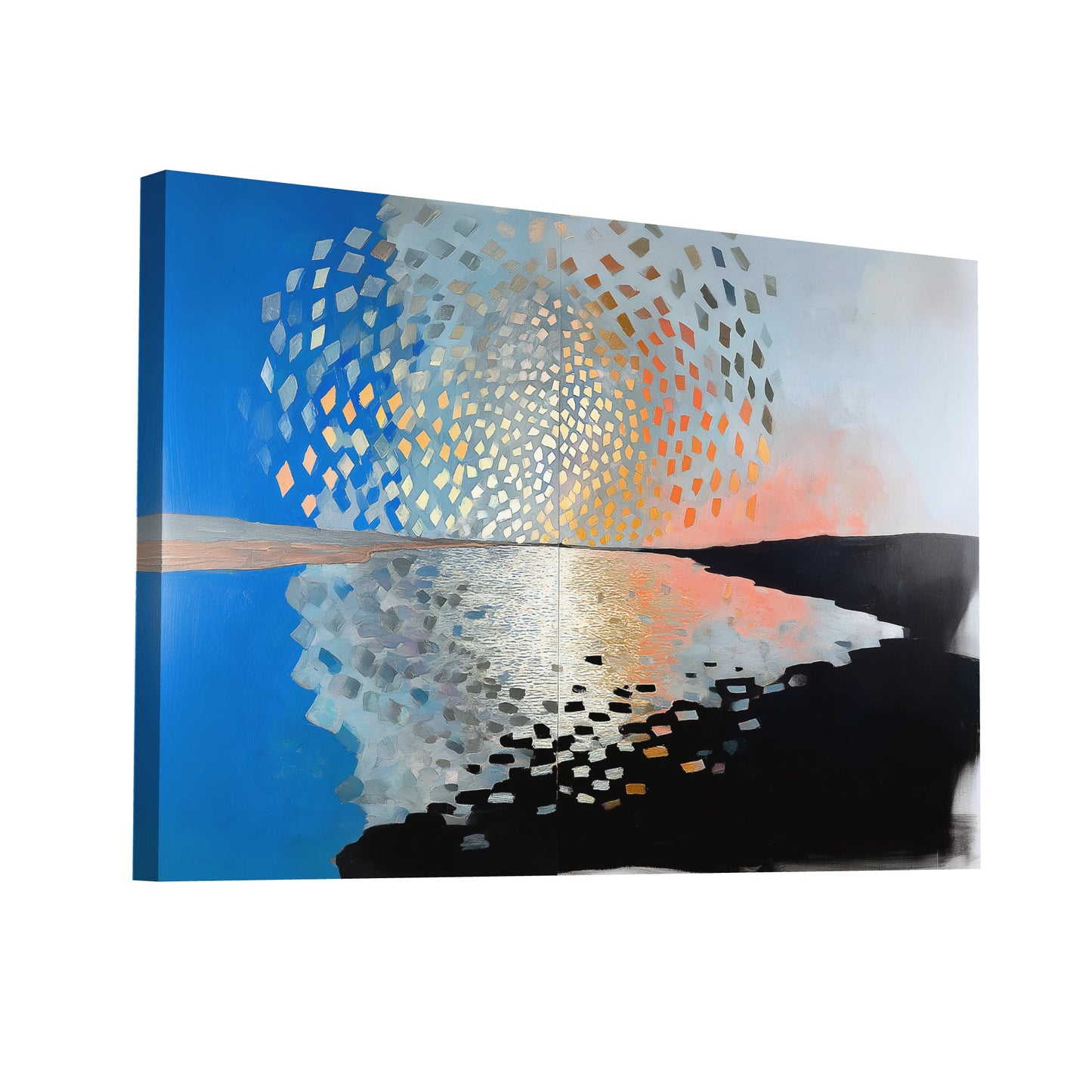 Product Hero 3D WebP Peinture Aube prismatique arctique – halo boréal aux éclats d’or - Art Virtuoso