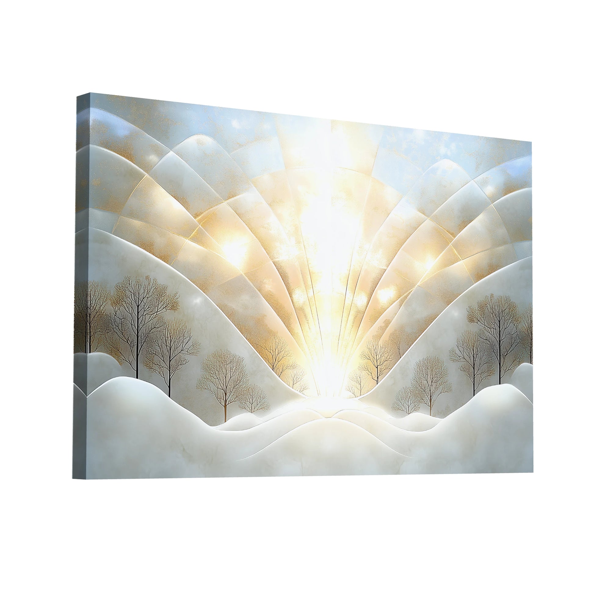 Product Hero 3D WebP Peinture Blanc Art Deco - Tableau Aurore - Art Virtuoso