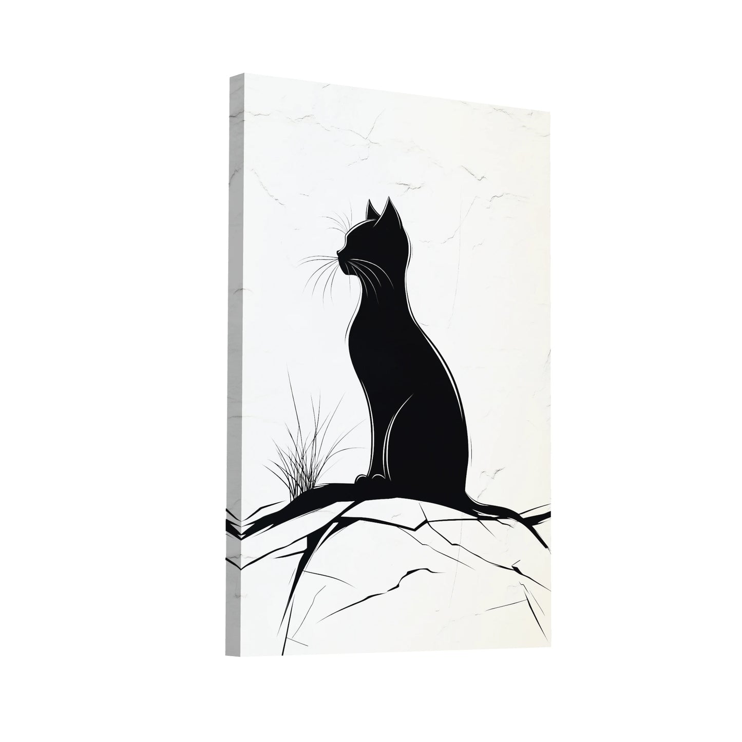 Product Hero 3D WebP Peinture Chat Simple - Silhouette Contemplative - Art Virtuoso