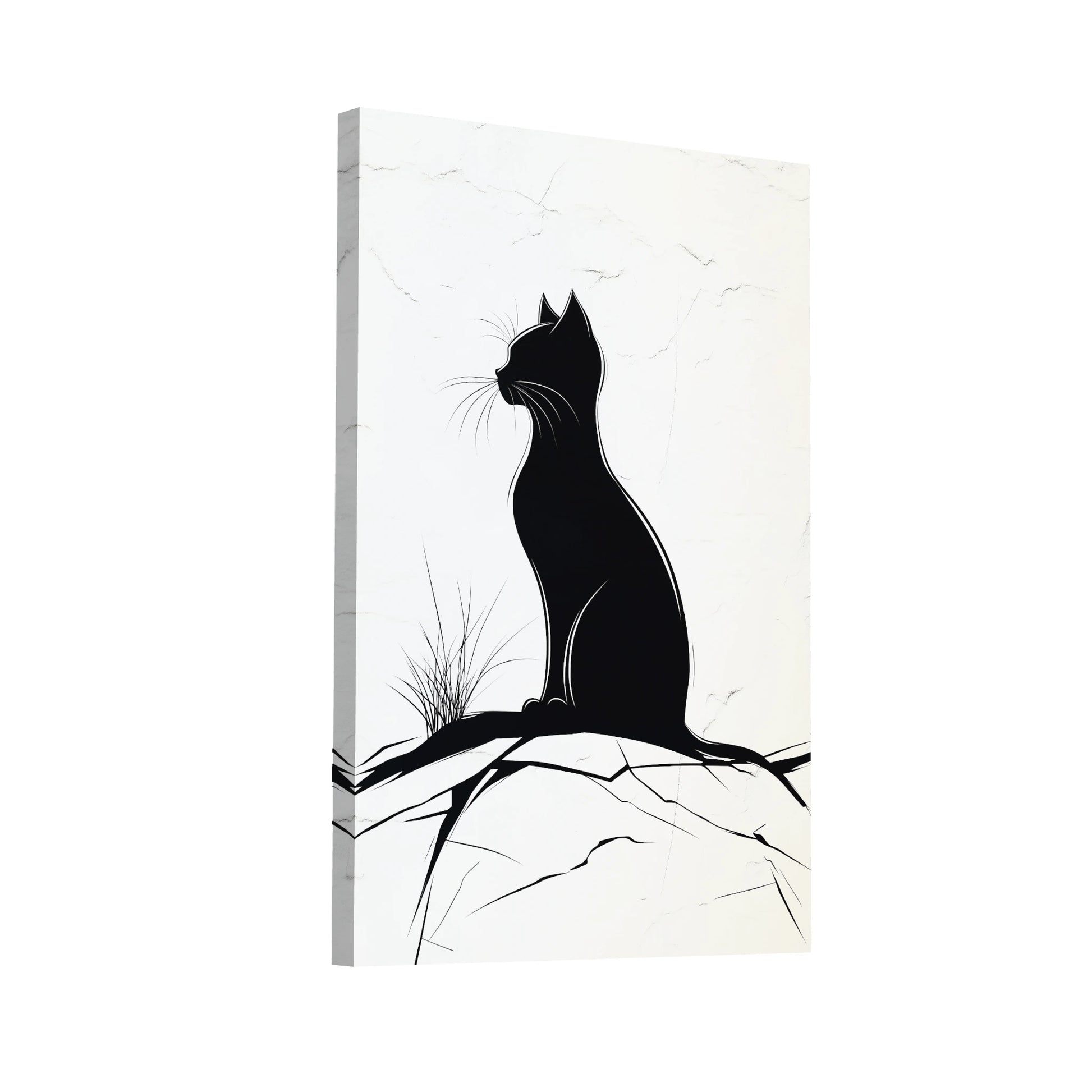 Product Hero 3D WebP Peinture Chat Simple - Silhouette Contemplative - Art Virtuoso