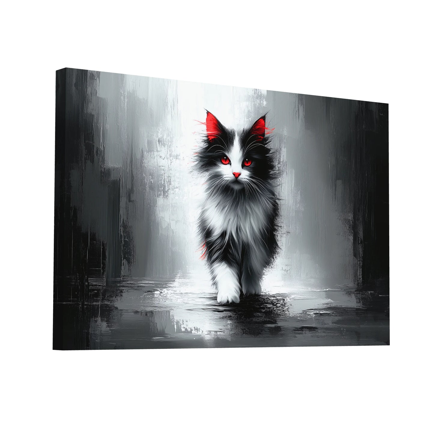 Product Hero 3D WebP Peinture Chat Stylisé - Regard Écarlate - Art Virtuoso
