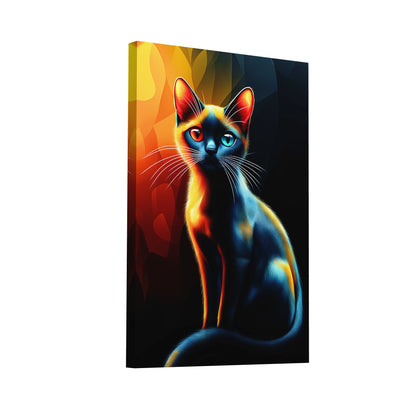 Product Hero 3D WebP Peinture Chat sur Fond Noir - Luminescence Nocturne - Art Virtuoso