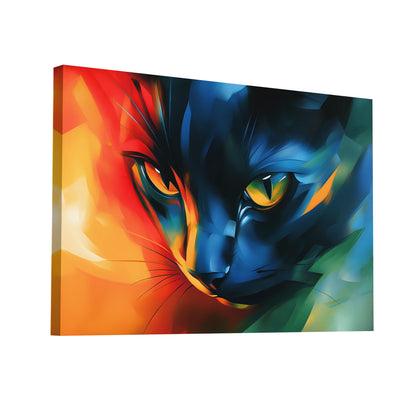 Product Hero 3D WebP Peinture Chat Visage - Dualité Chromatique - Art Virtuoso