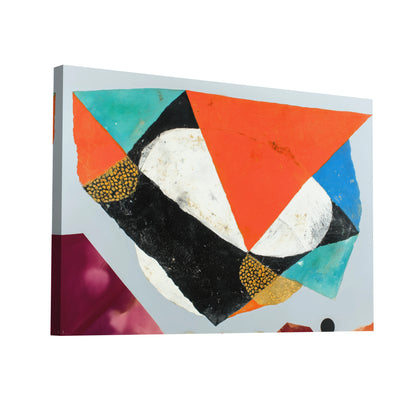 Product Hero 3D WebP Peinture Collage géométrique Scandinave corail et turquoise - Art Virtuoso