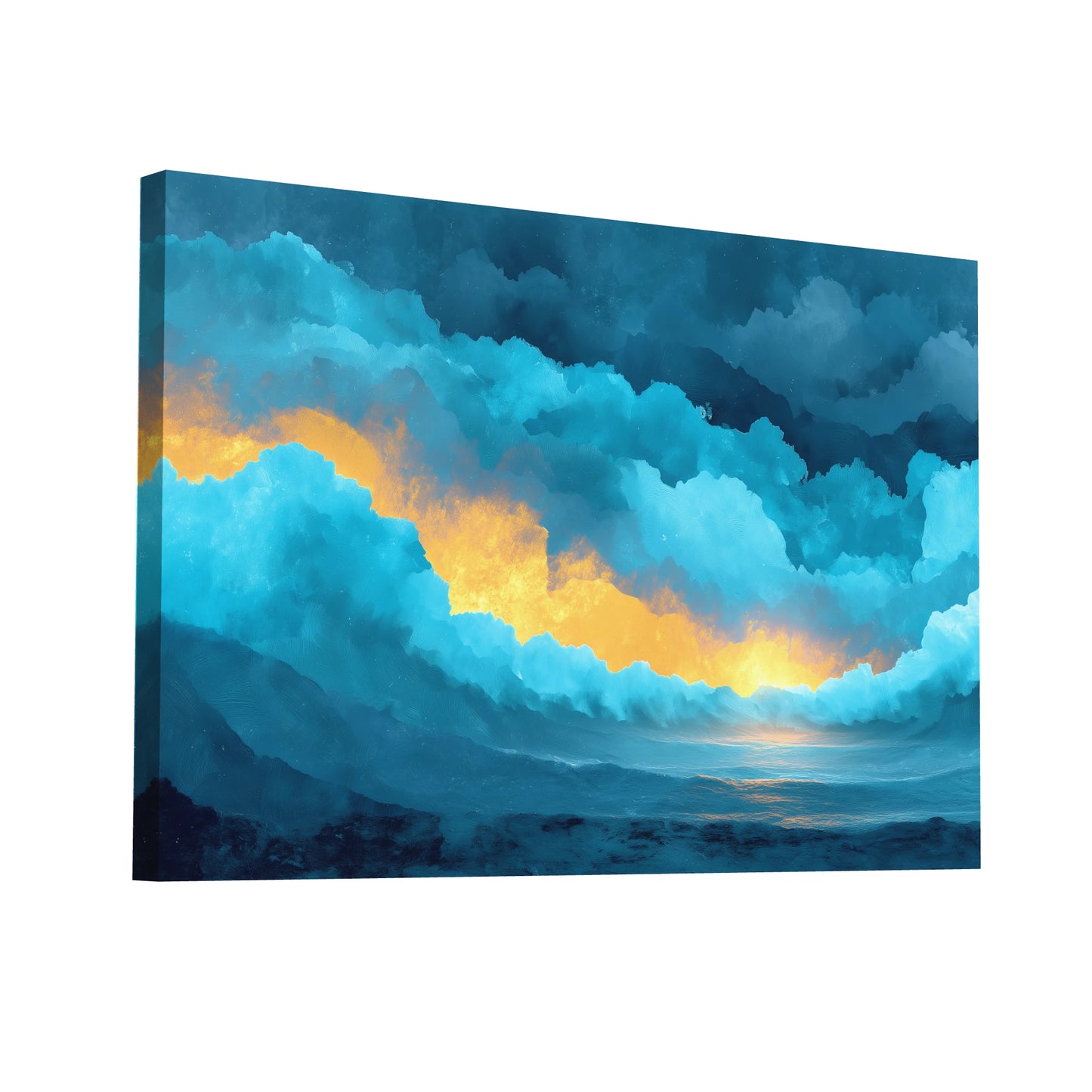 Product Hero 3D WebP Peinture Coucher de Soleil Bleu : Éclaircie Céleste - Art Virtuoso