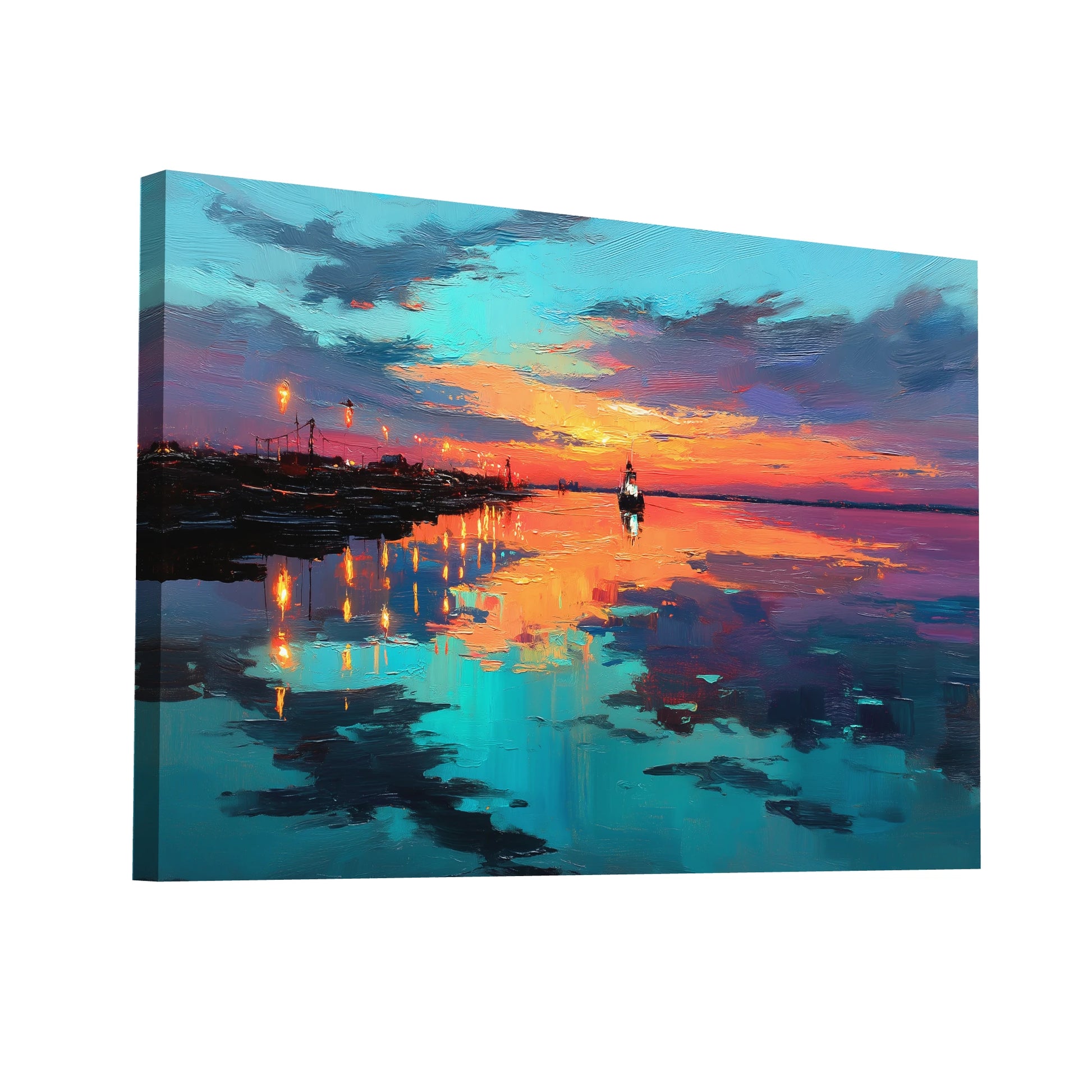 Product Hero 3D WebP Tableau Coucher de Soleil sur l'Eau - Art Virtuoso