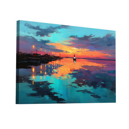 Product Hero 3D WebP Tableau Coucher de Soleil sur l'Eau - Art Virtuoso