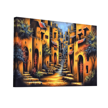 Product Hero 3D WebP Peinture Déco Africaine - Ruelle Ocre de Médina - Art Virtuoso