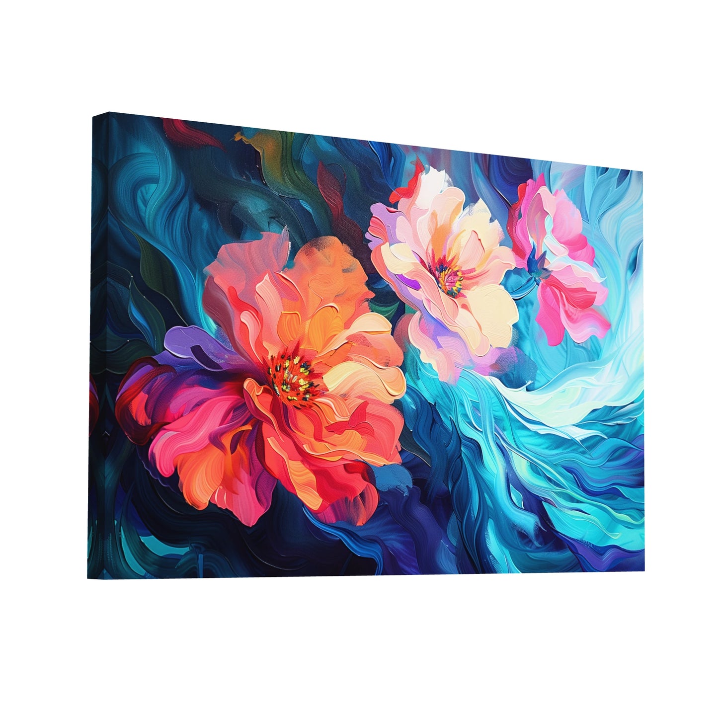 Product Hero 3D WebP Tableau Peinture Fleurs Stylisées - Art Virtuoso