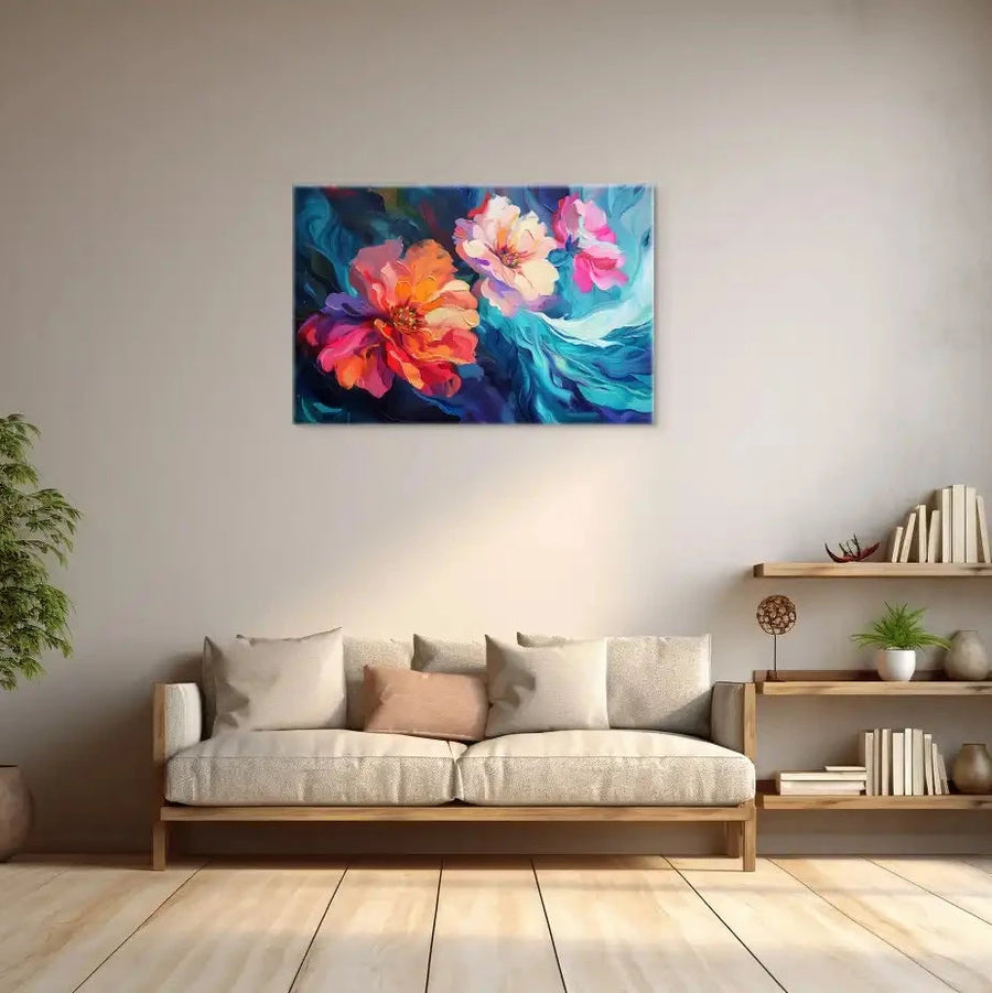 Tableau Peinture Fleurs Stylisées