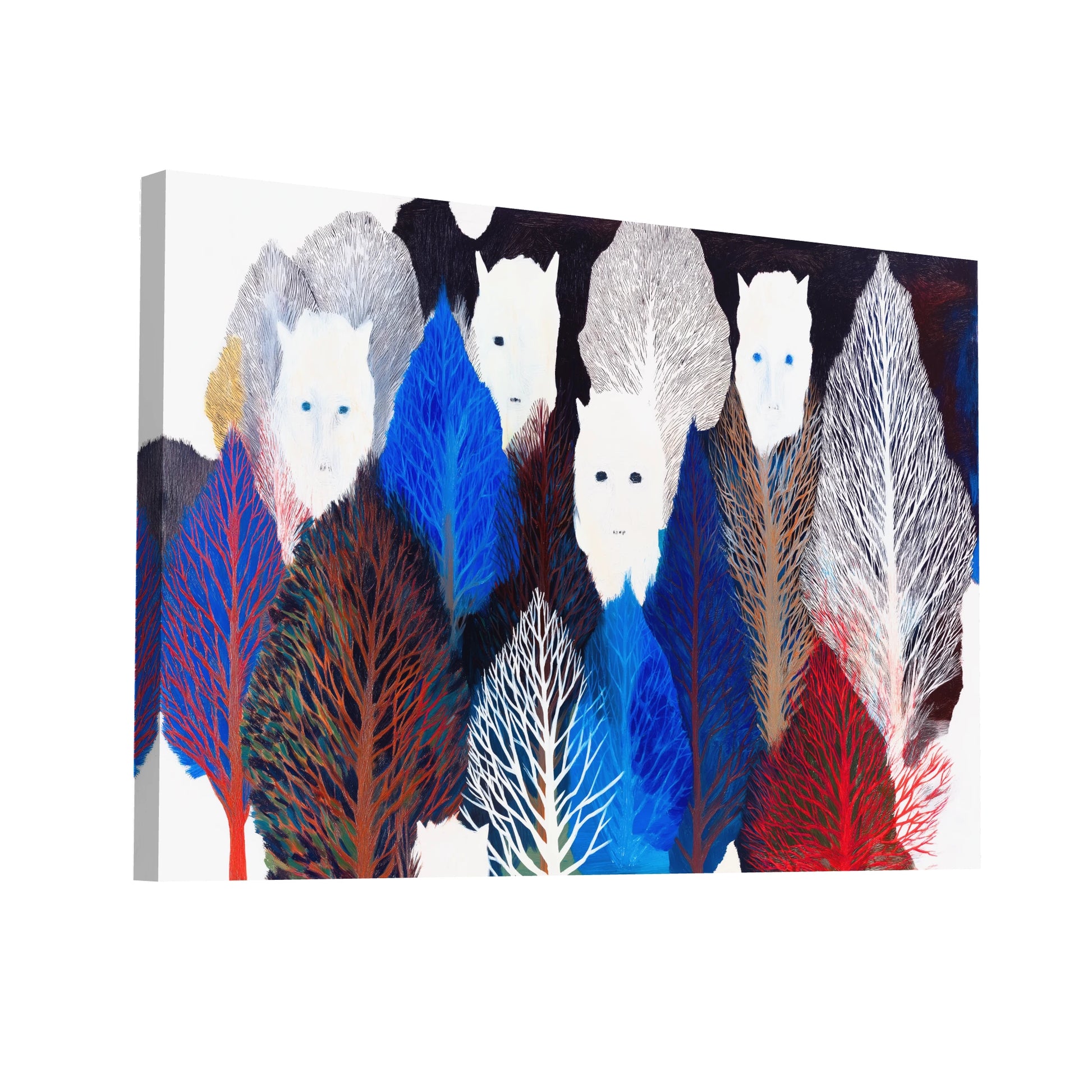 Product Hero 3D WebP Peinture Forêt crépusculaire mythique – silhouettes et ramures de givre - Art Virtuoso