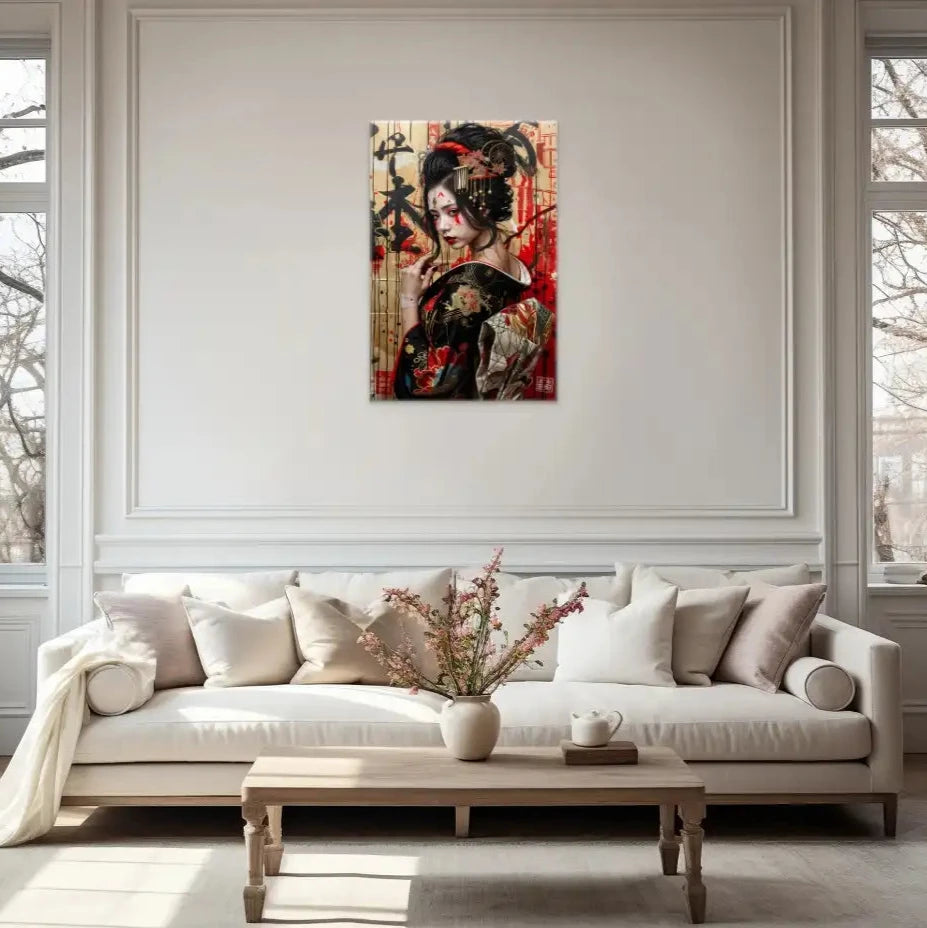 Tableau Peinture Geisha de Dos - Keiko Art Virtuoso