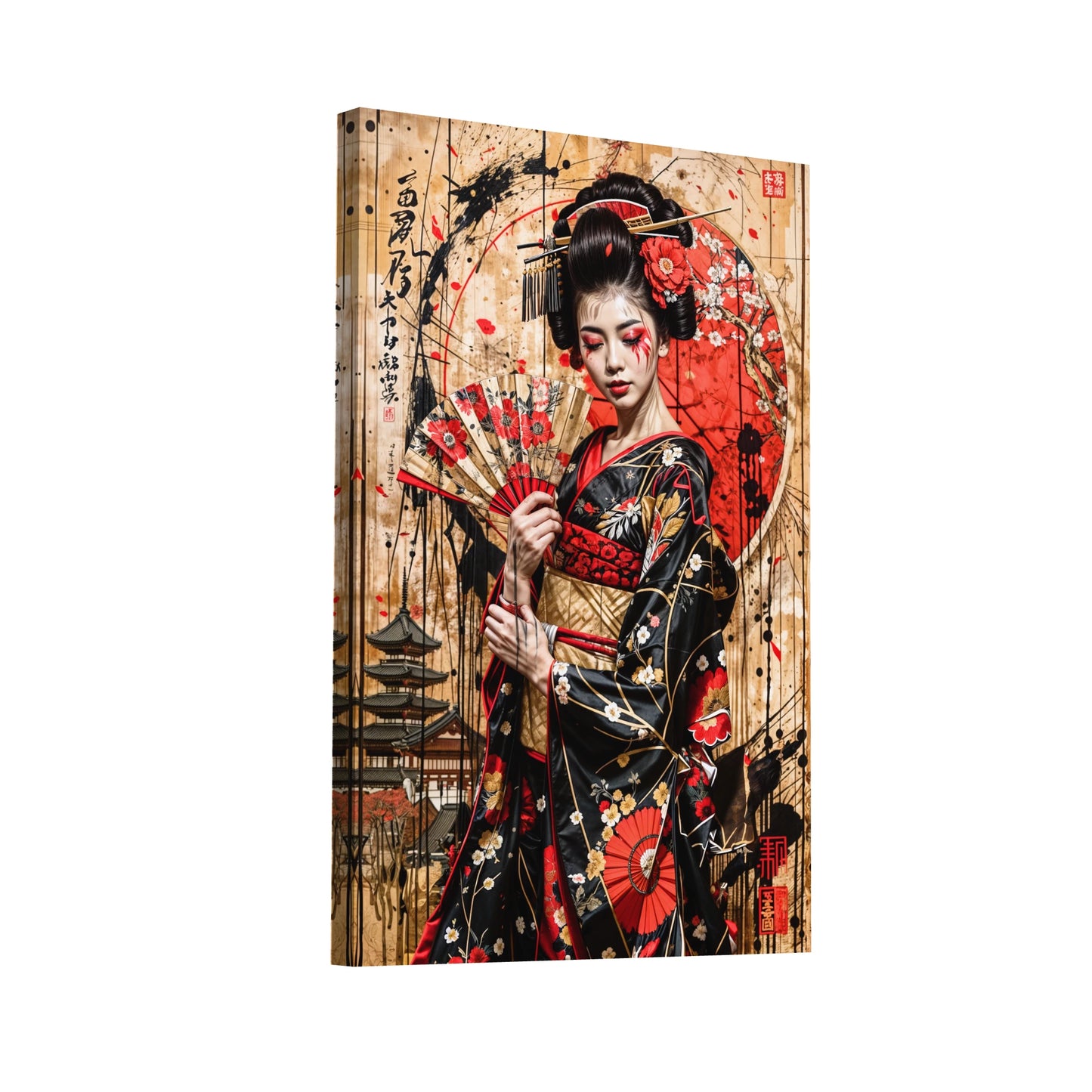 Product Hero 3D WebP Peinture Geisha Japonaise - Miyako - Art Virtuoso